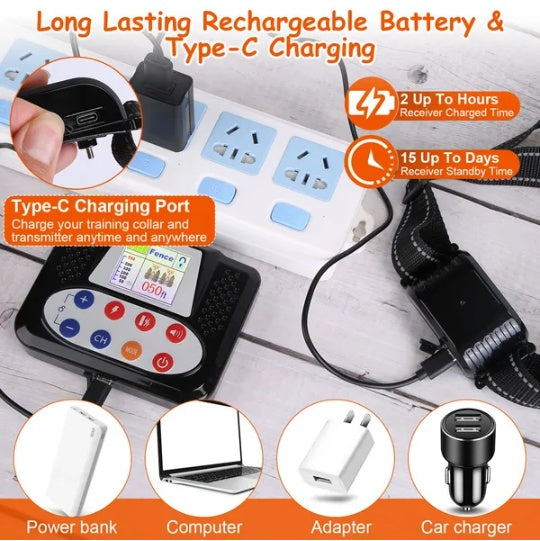 990FT Wireless Dog Fence & Training Collar | Waterproof Remote System with Beep, Vibration & Shock Modes