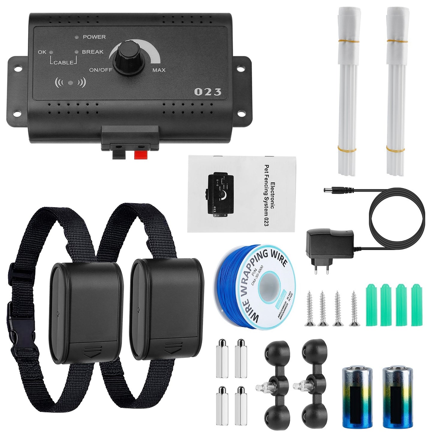 1Set Electric Dog Fence System Pet Tone Shock Boundary Containment Water Resistant Collar Receiver For Small Medium Large Dog