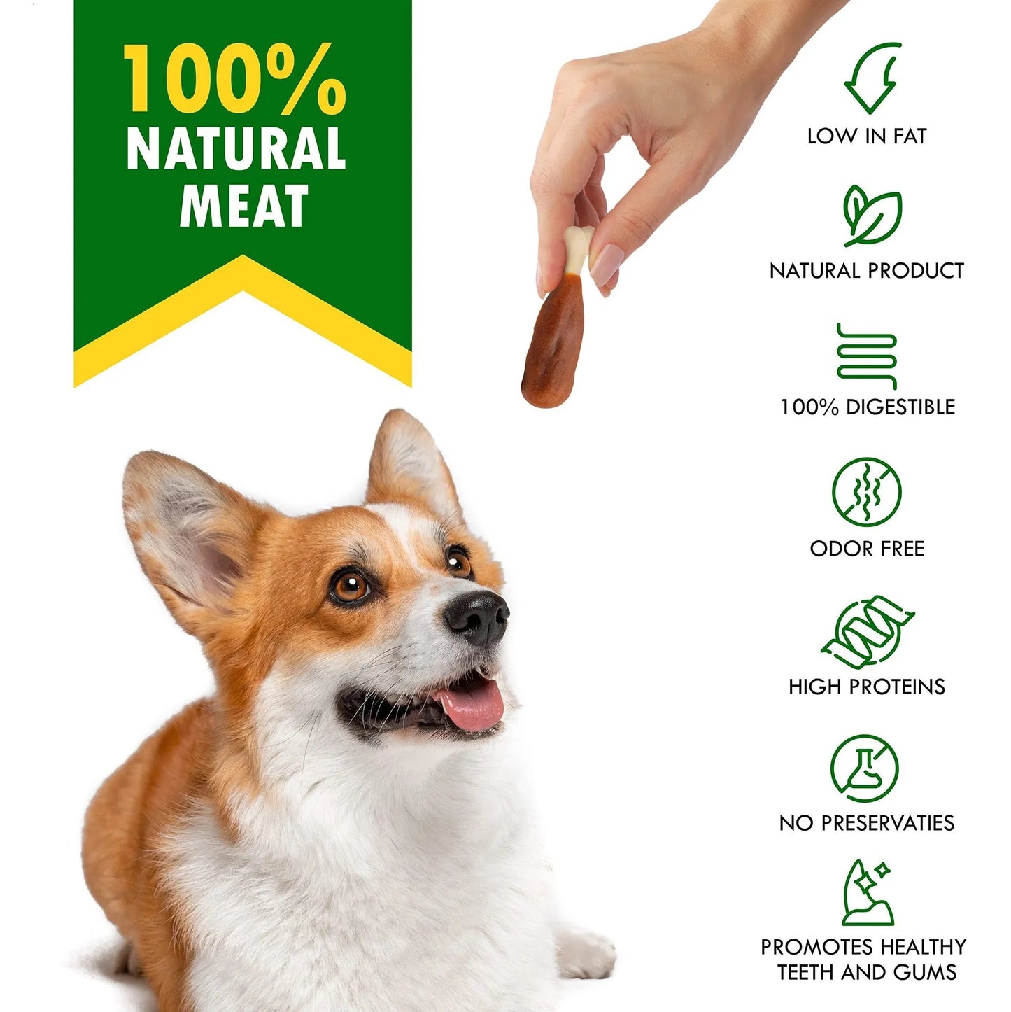 Dog Calcium Bones Wrapped with Chicken – Organic Grain-Free Chew Treats for Small & Large Dogs