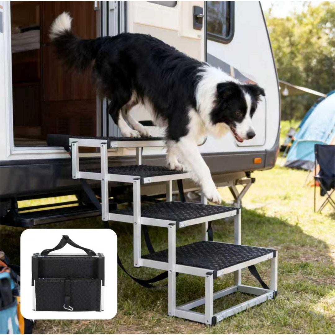 Foldable Dog Ramp for Cars & SUVs | Portable Pet Stairs with Non-Slip Surface & Heavy-Duty Frame