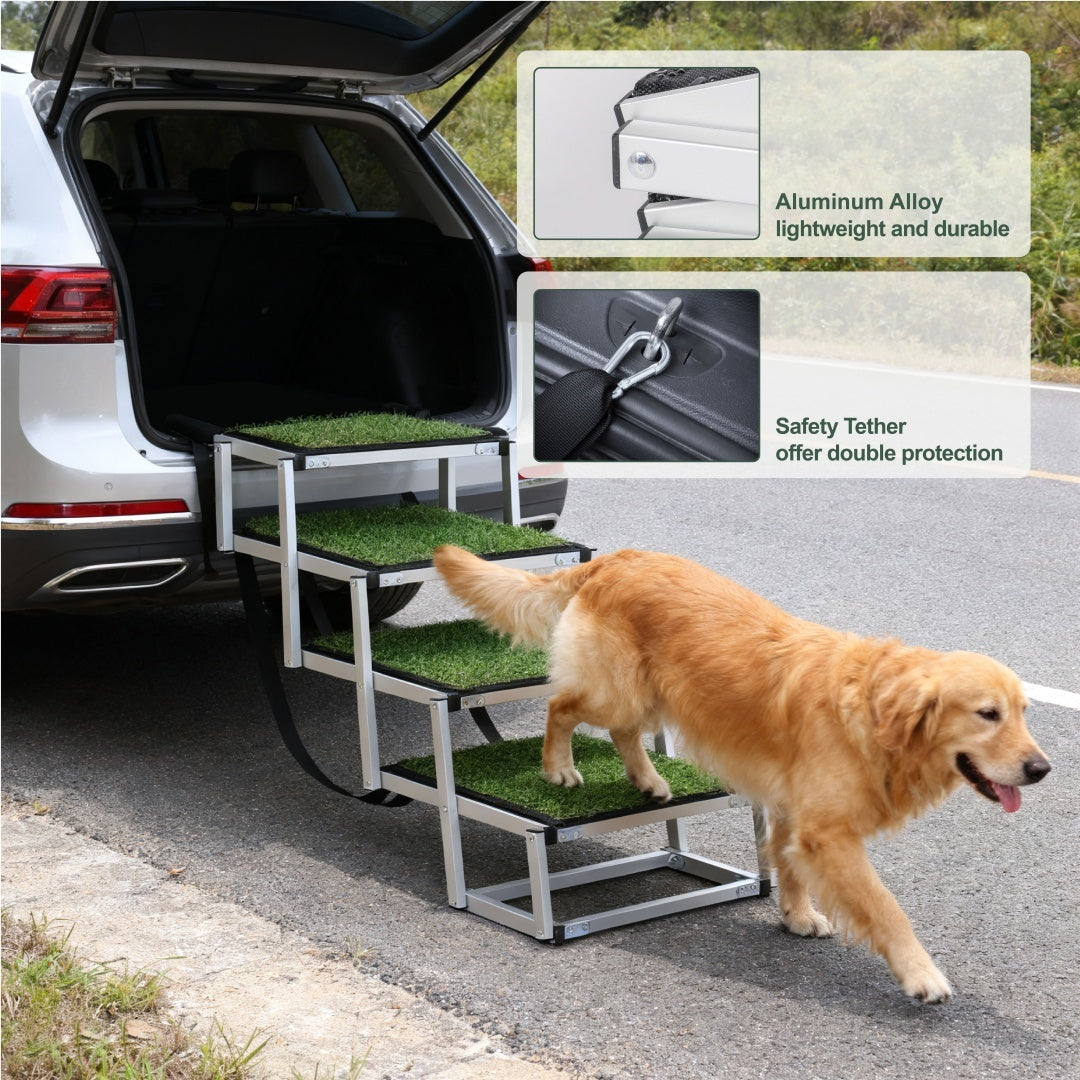 Foldable Dog Ramp for Cars & SUVs | Portable Pet Stairs with Non-Slip Surface & Heavy-Duty Frame