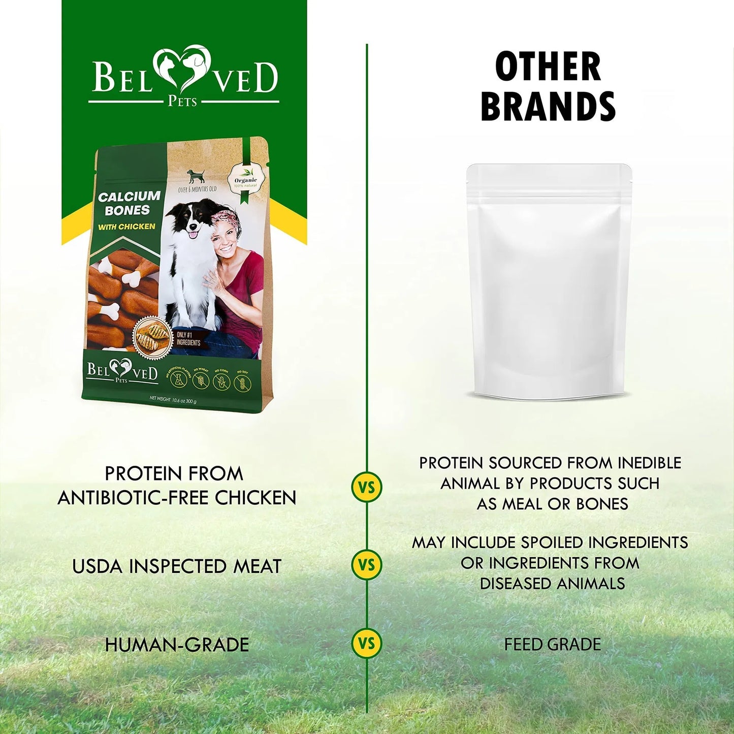 Dog Calcium Bones Wrapped with Chicken – Organic Grain-Free Chew Treats for Small & Large Dogs