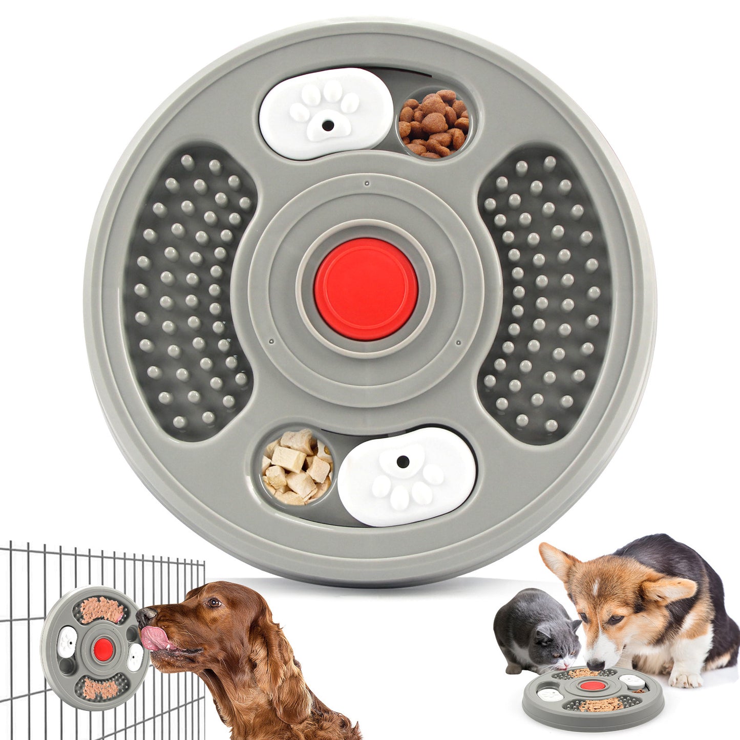 Dog Slow Feeder Device Pet Anti Suffocation Bowl 2 In 1 Treat Puzzle & Lick Mat Anti Slip And Large Capacity Feeder Pet Supplies