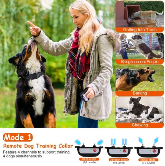 990FT Wireless Dog Fence & Training Collar | Waterproof Remote System with Beep, Vibration & Shock Modes