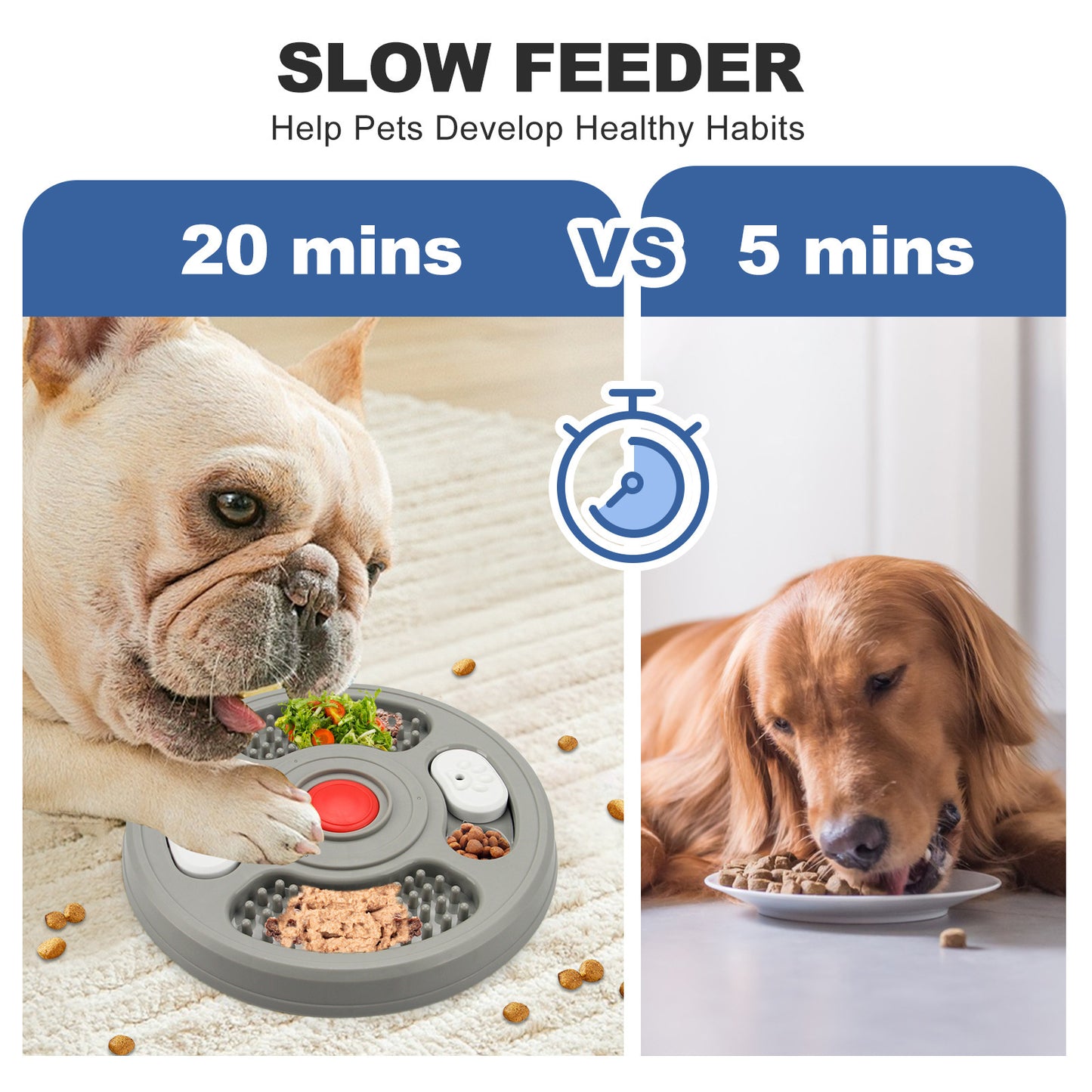 Dog Slow Feeder Device Pet Anti Suffocation Bowl 2 In 1 Treat Puzzle & Lick Mat Anti Slip And Large Capacity Feeder Pet Supplies