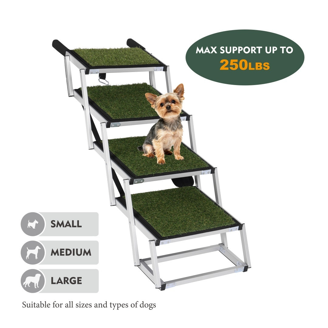 Foldable Dog Ramp for Cars & SUVs | Portable Pet Stairs with Non-Slip Surface & Heavy-Duty Frame